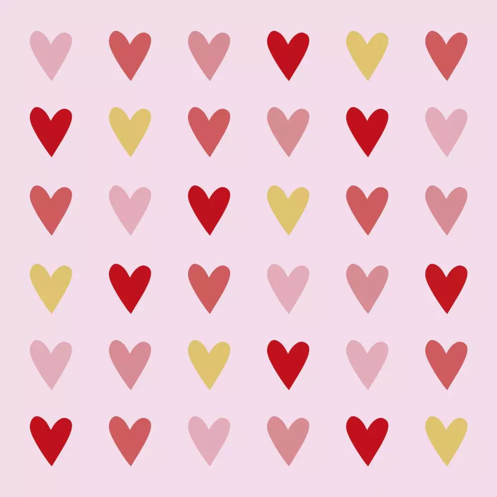 Set X 20 Servilletas (Corazones Tonos Rojos) De Papel