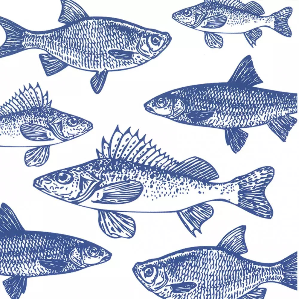 Set X 20 Servilletas (Peces Azules) De Papel