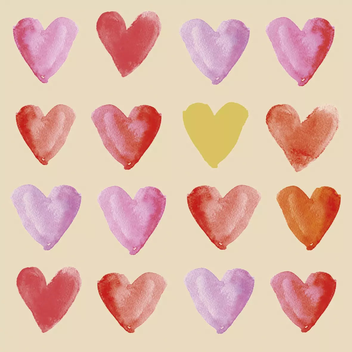 Set X 20 Servilletas (Corazones Acuarelas) De Papel