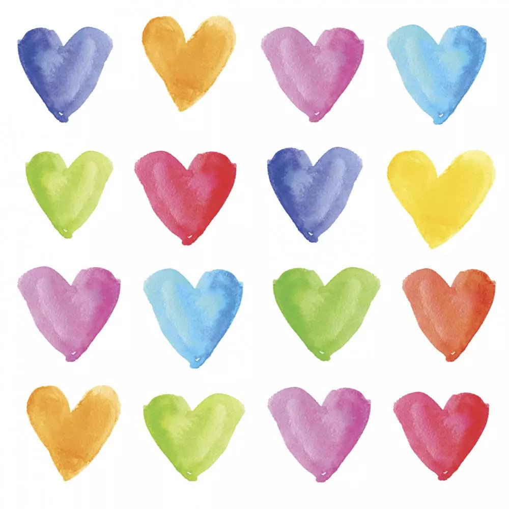 Set X 20 Servilletas (Corazones Acuarela) De Papel