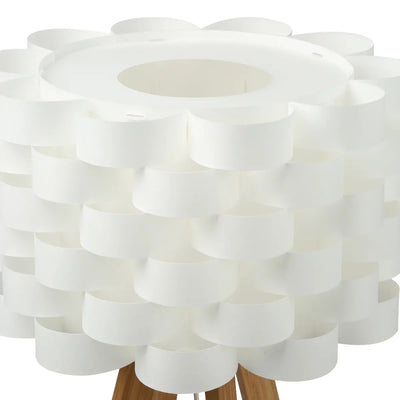 Lámpara De Pie Pantalla (Blanco) Patas De Bambú