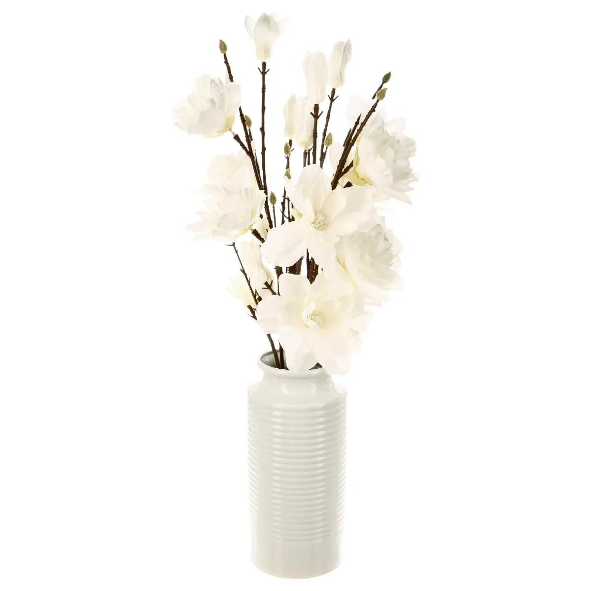 Florero Decorativo Con Planta Artificial (Magnolia) De Pvc