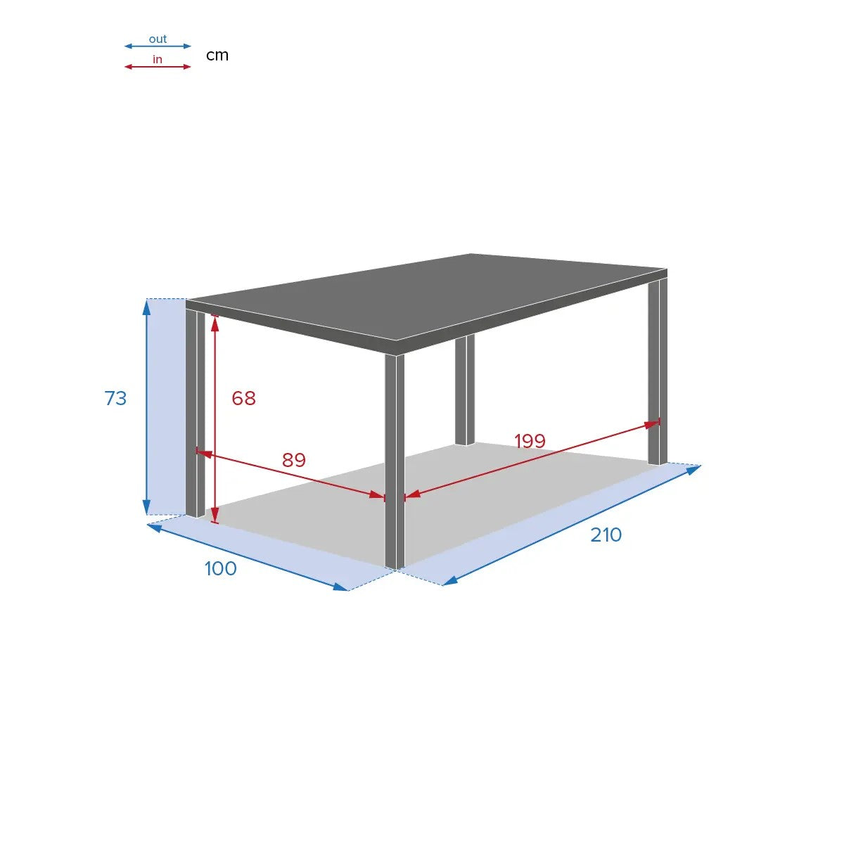 Mesa De Comedor Rectangular (Gris Oscuro) De Metal