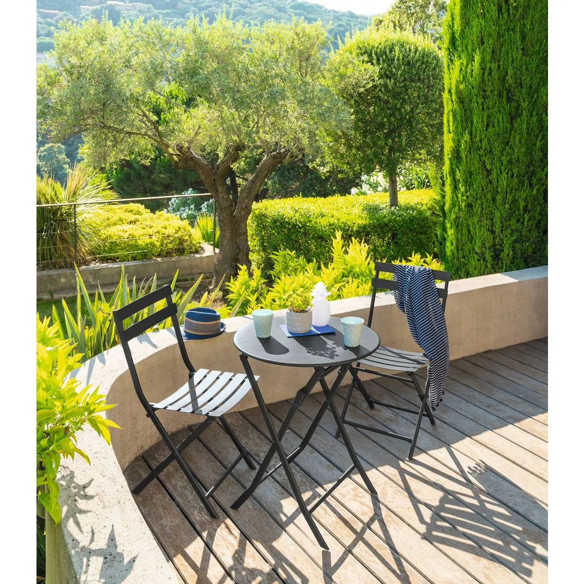 Mesa Plegable Redonda (Gris Grafito) De Metal