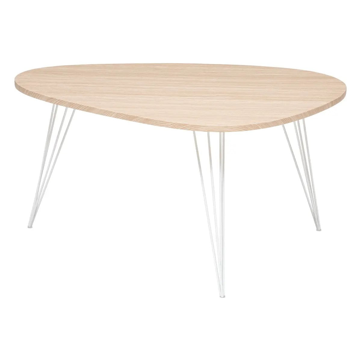 Mesa De Centro 97 X 65 Cm Tablero De Madera Estructura (Blanco) De Metal