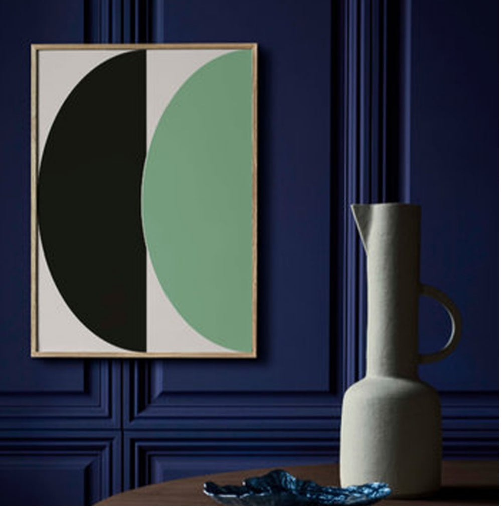 Lámina decorativa "Half Circles III - Green/blue", enmarcado