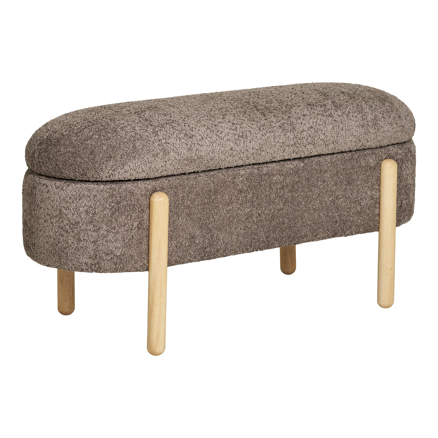 Banca Rectangular Tapizada Con Compartimento Y Patas De Madera