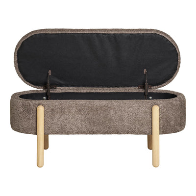 Banca Rectangular Tapizada Con Compartimento Y Patas De Madera