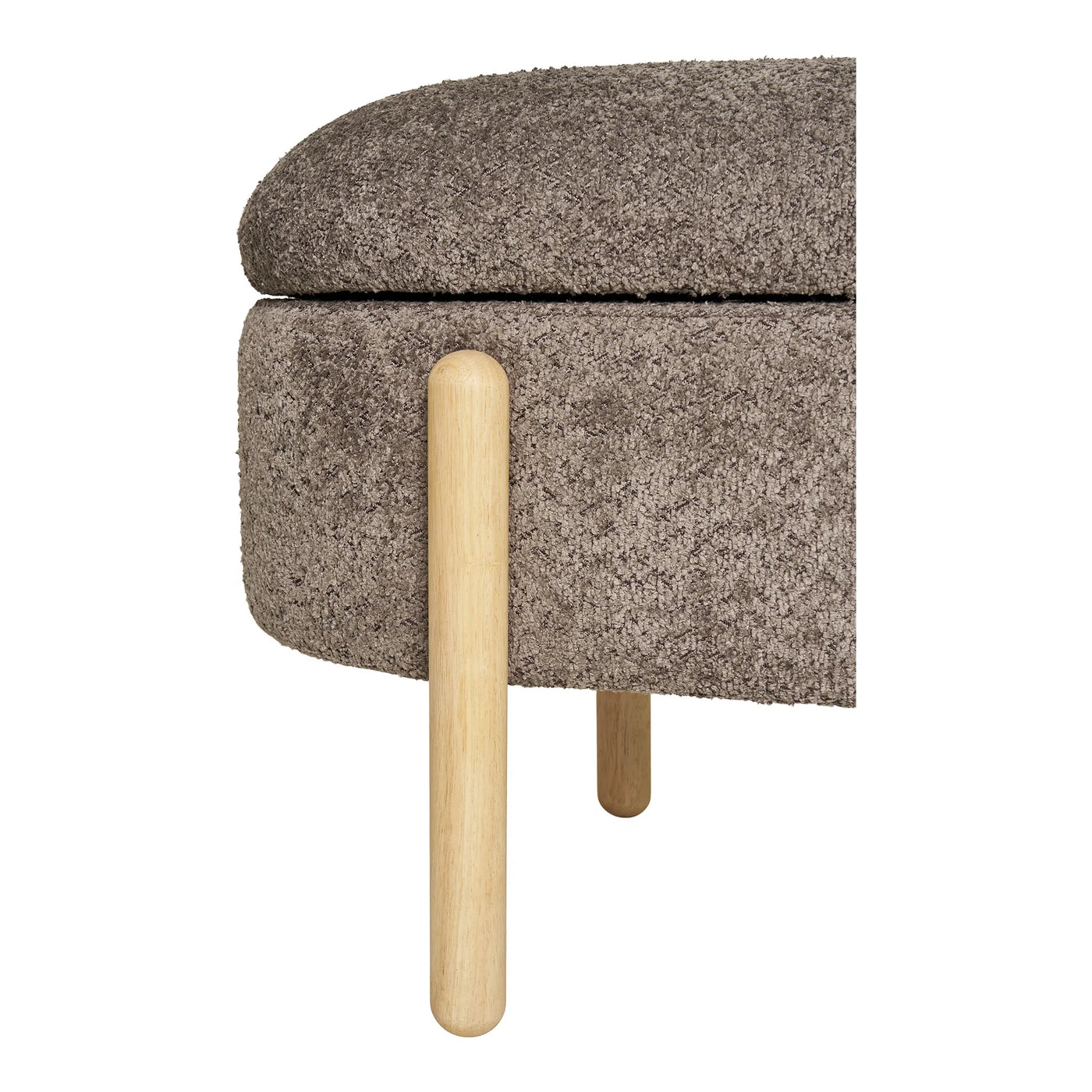 Banca Rectangular Tapizada Con Compartimento Y Patas De Madera