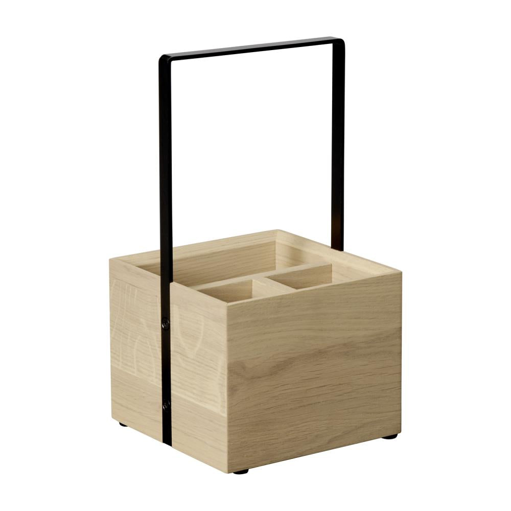 Organizador Cuadrado De Utensilios Para Mesa De Madera