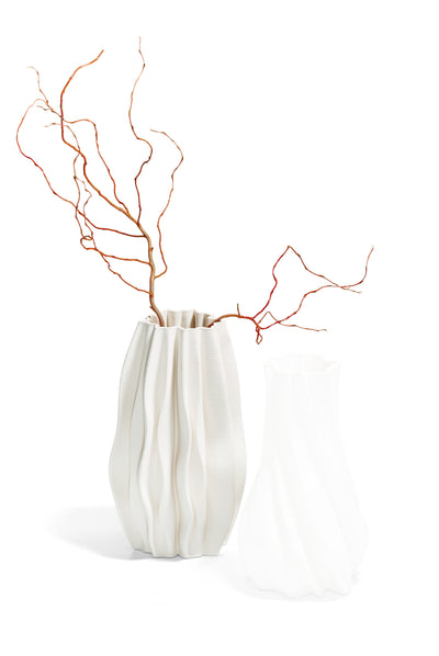 Florero Decorativo Estriado (Blanco) De Cerámica