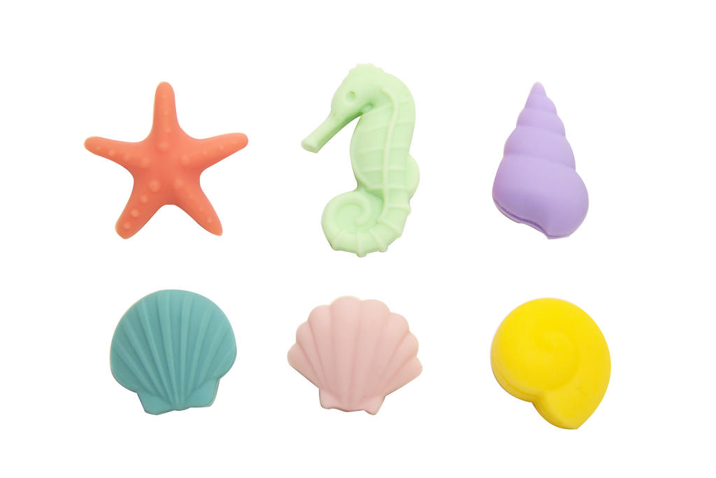 Set X 6 Marcadores Para Copas Modelo Conchas Marinas De Plástico