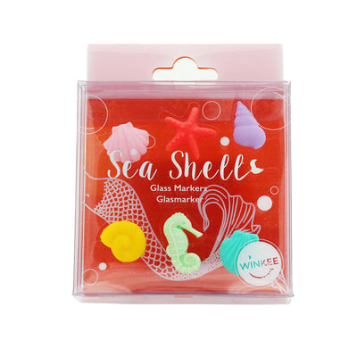 Set X 6 Marcadores Para Copas Modelo Conchas Marinas De Plástico