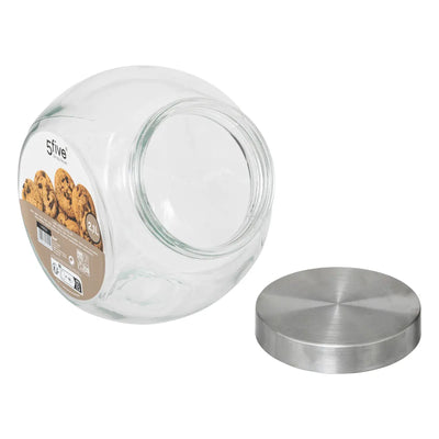 Frasco Redondo Forma Inclinada Para Golosinas 2.1 Lt De Vidrio