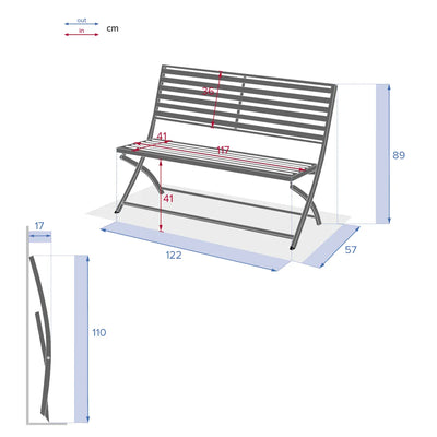 Banca De Terraza (Gris) Con Respaldar De Metal