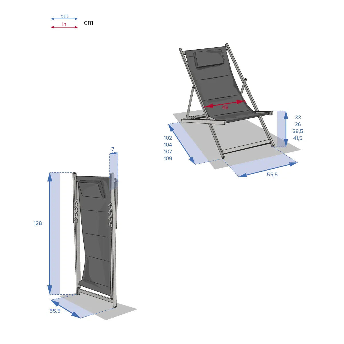 Poltrona Plegable Para Terraza (Turquesa) De Metal