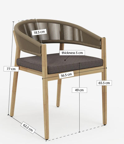 Silla De Comedor (Marrón) Con Cuerda Estructura De Madera