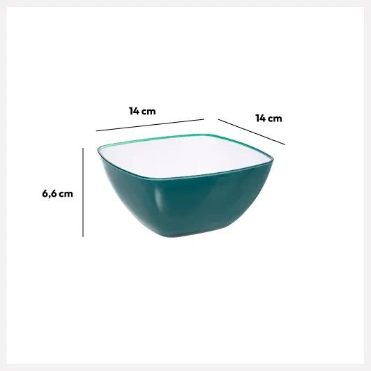 Ensaladera Forma Cuadrada (Azúl) Mediana De Acrílico
