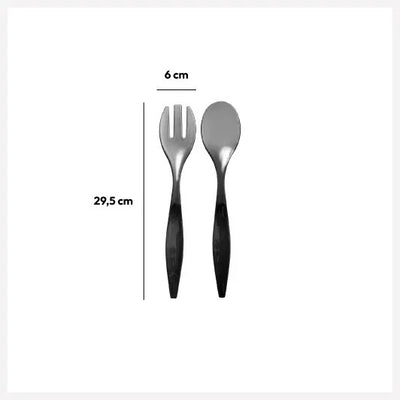 Set de 2 Cubiertos Para Servir Ensalada Mango (Negro) De Plástico