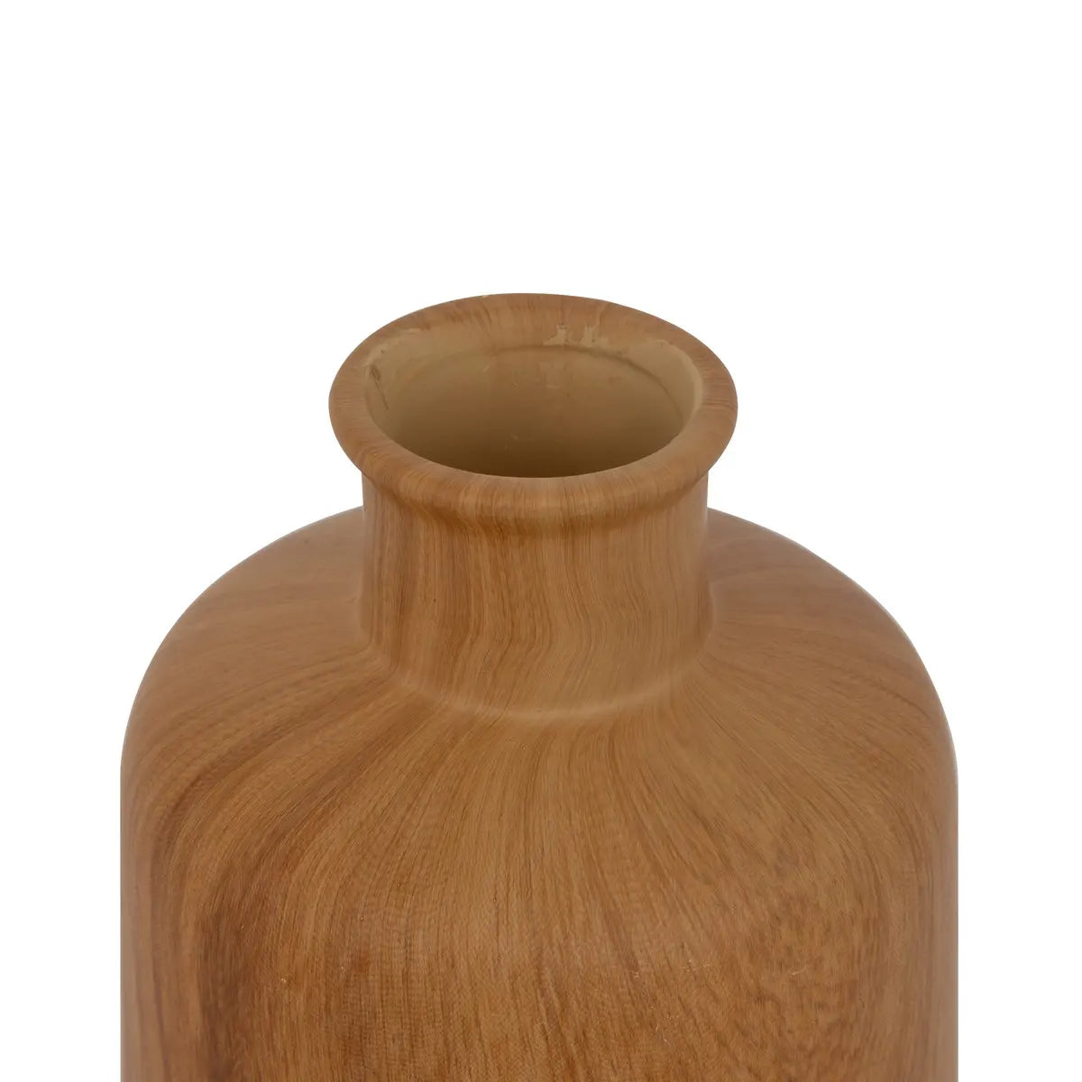 Florero Decorativo (Marrón) Efecto Madera 18 Cm De Cerámica