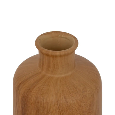 Florero Decorativo (Marrón) Efecto Madera 18 Cm De Cerámica