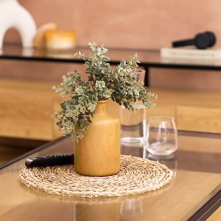 Florero Decorativo (Marrón) Efecto Madera 18 Cm De Cerámica