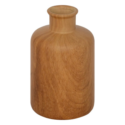 Florero Decorativo (Marrón) Efecto Madera 18 Cm De Cerámica