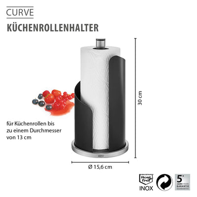 Porta Papel Toalla De Cocina (Negro) De Metal