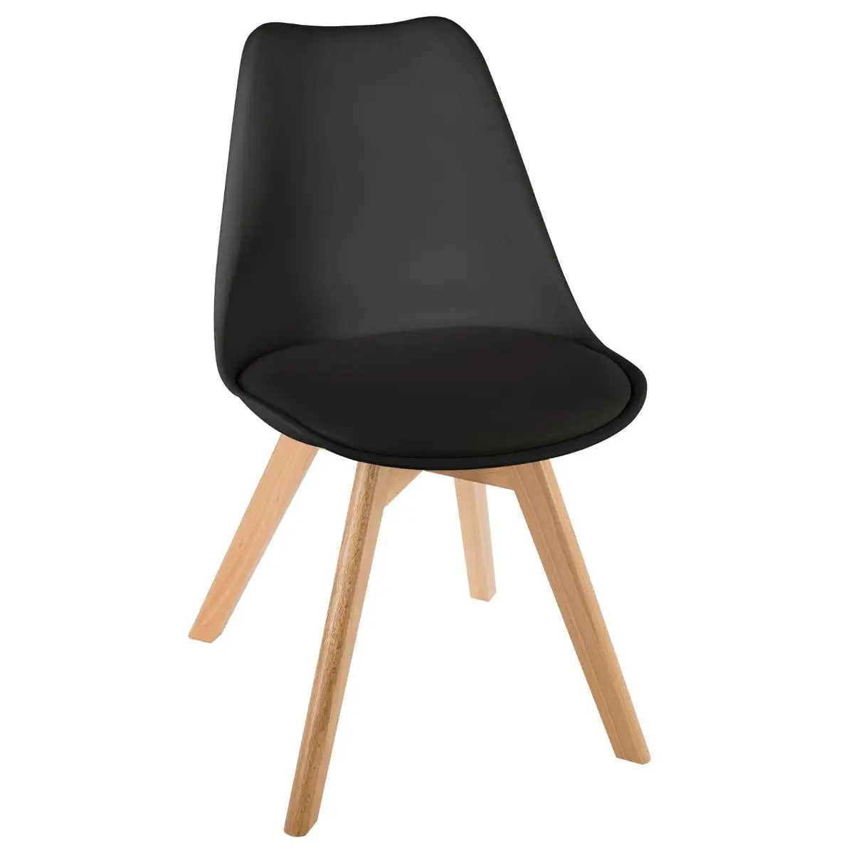 Silla De Comedor Tapizado (Negro) Patas De Madera