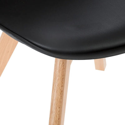 Silla De Comedor Tapizado (Negro) Patas De Madera