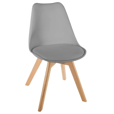 Silla De Comedor Tapizado (Gris Claro) Patas De Madera