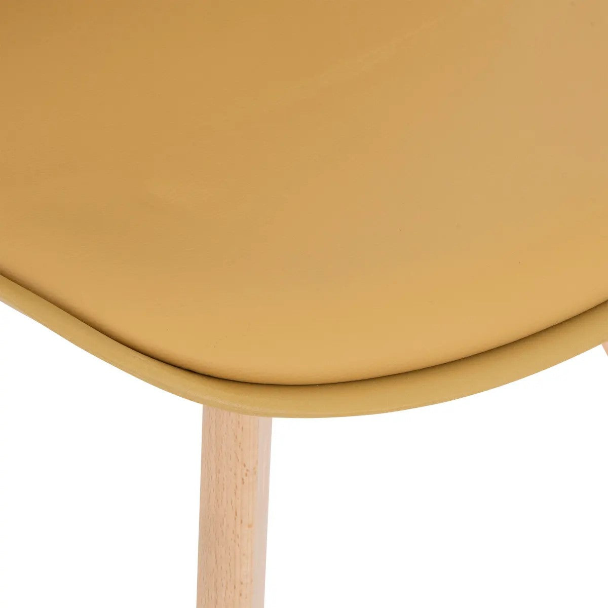 Silla De Comedor Tapizado (Ocre) Patas De Madera