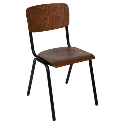 Silla Para Escritorio (Marrón) Espaldar Y Asiento De Madera Estructura De Metal