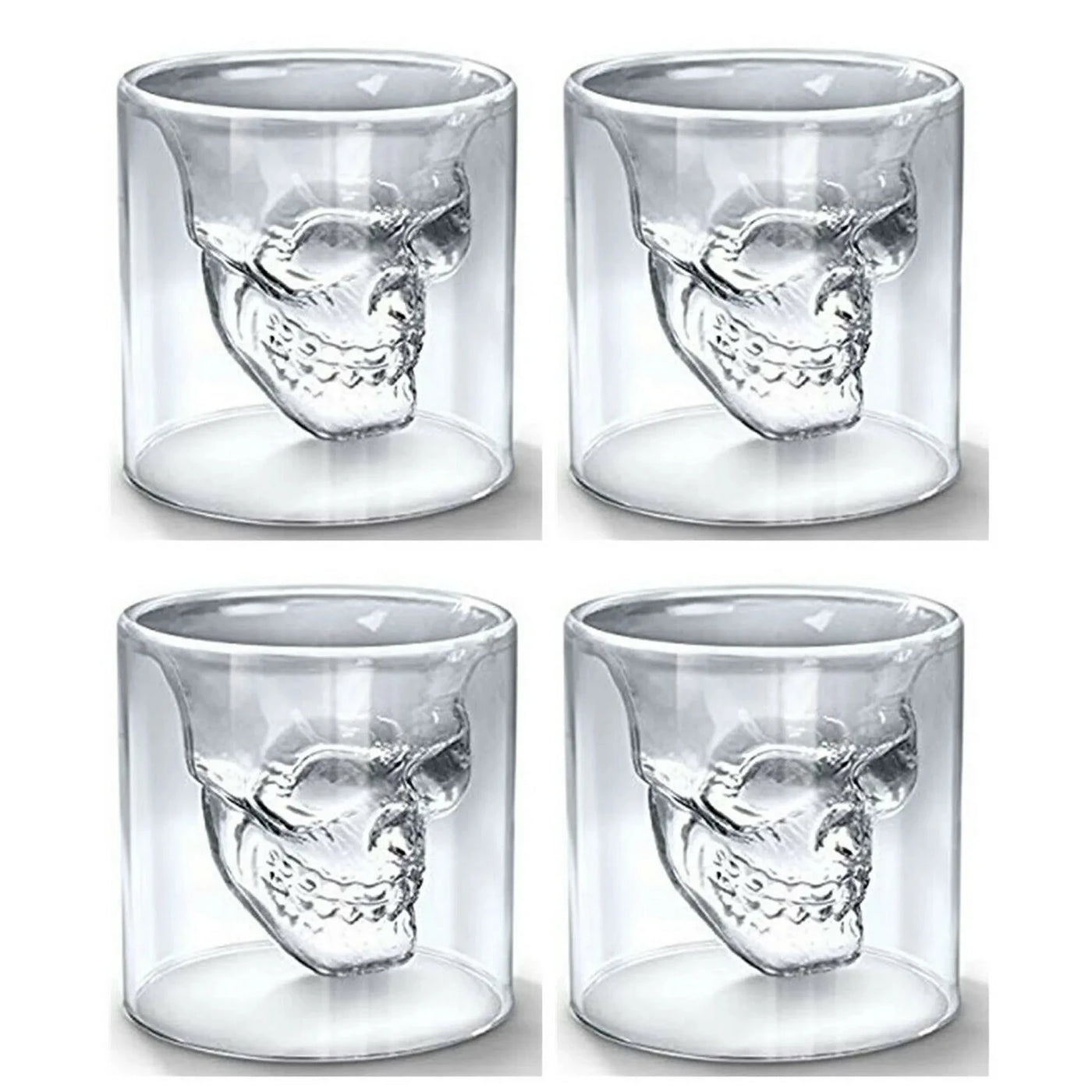 Set X 4 Vasos Shots Skull (Transparente) De Vidrio