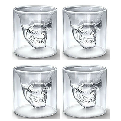 Set X 4 Vasos Shots Skull (Transparente) De Vidrio