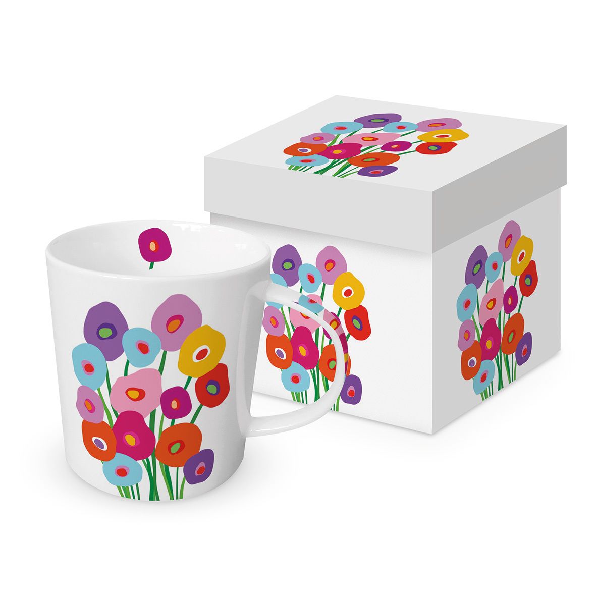 Taza Con Asa (Bouquet Colores) 400 Mltrs De Porcelana