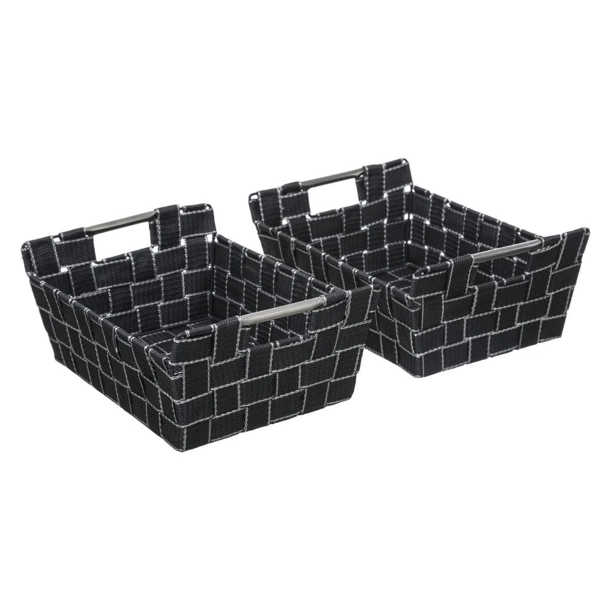 Set de 2 Cestas Organizadoras (Negro) Con Diseño Cuadros De Pvc