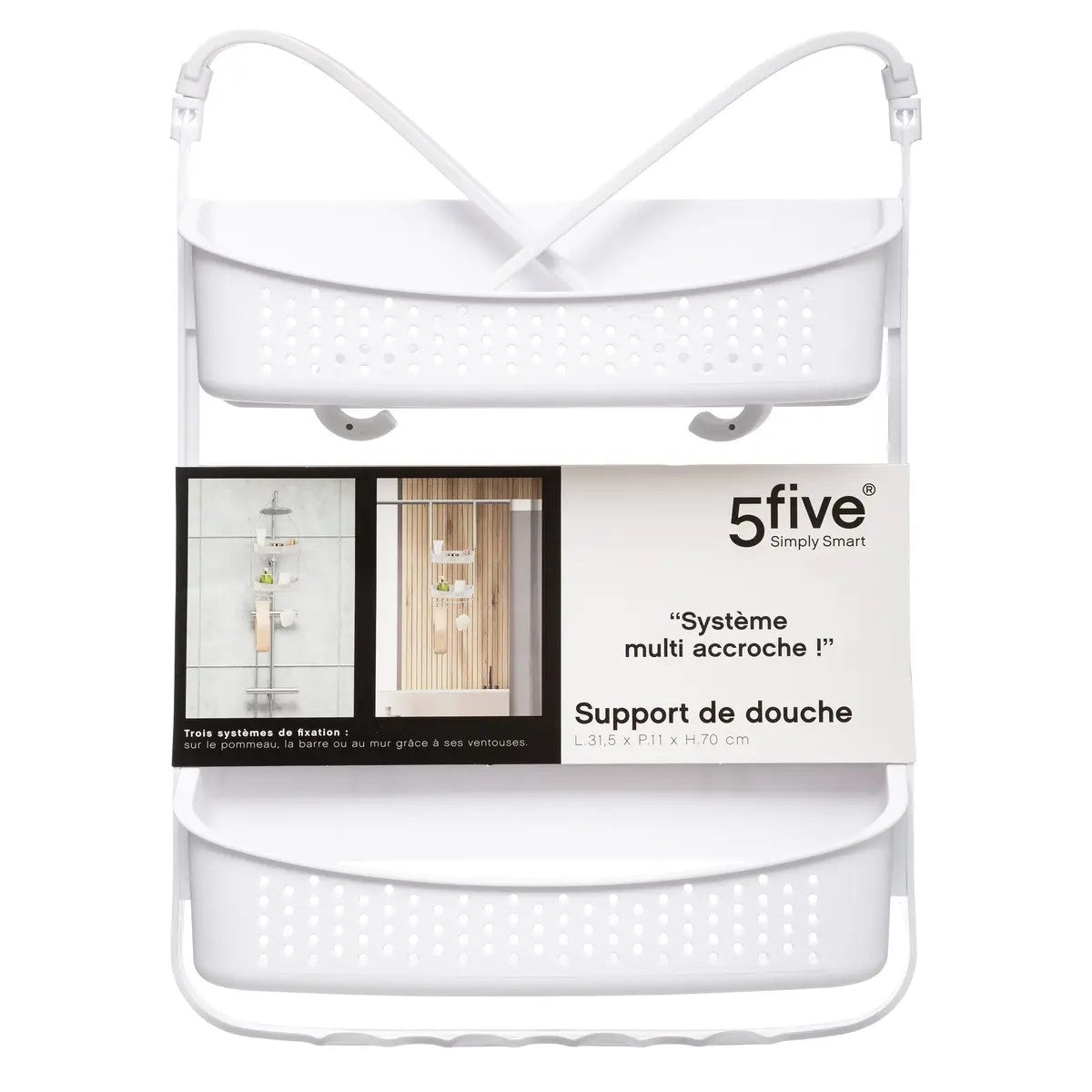 Organizador Flexible Para Ducha 2 Niveles Blanco De Plástico