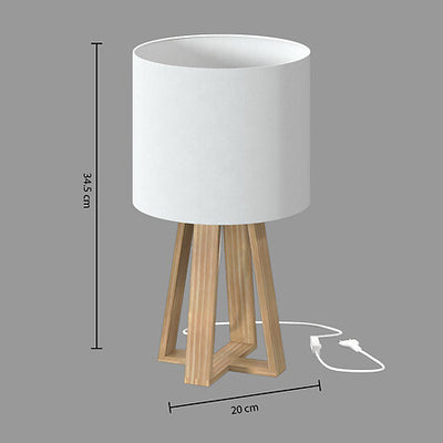 Lámpara Decorativa De Mesa (Blanca) Con Patas De Madera
