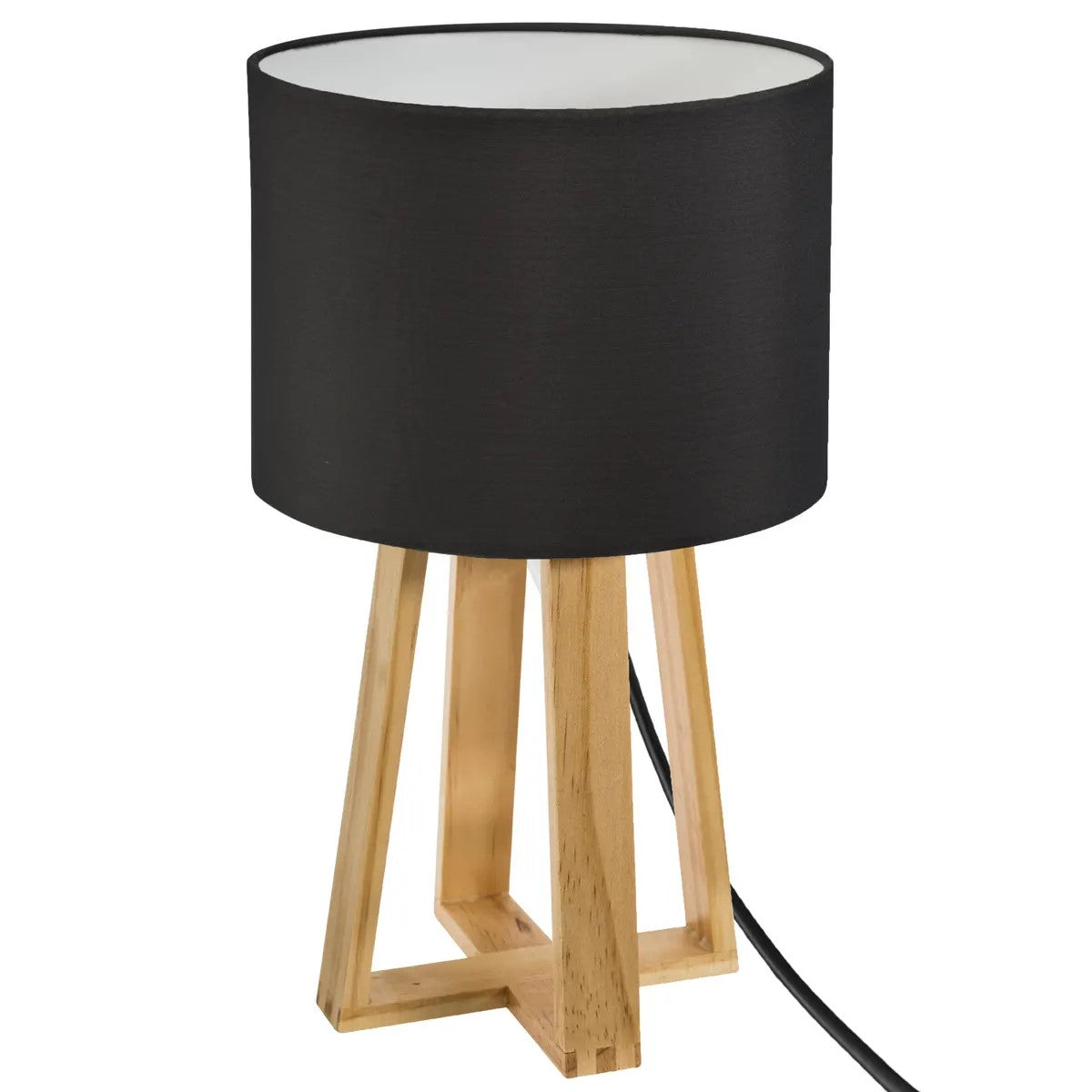 Lampara Decorativa De Mesa (Negro) Con Patas De Madera