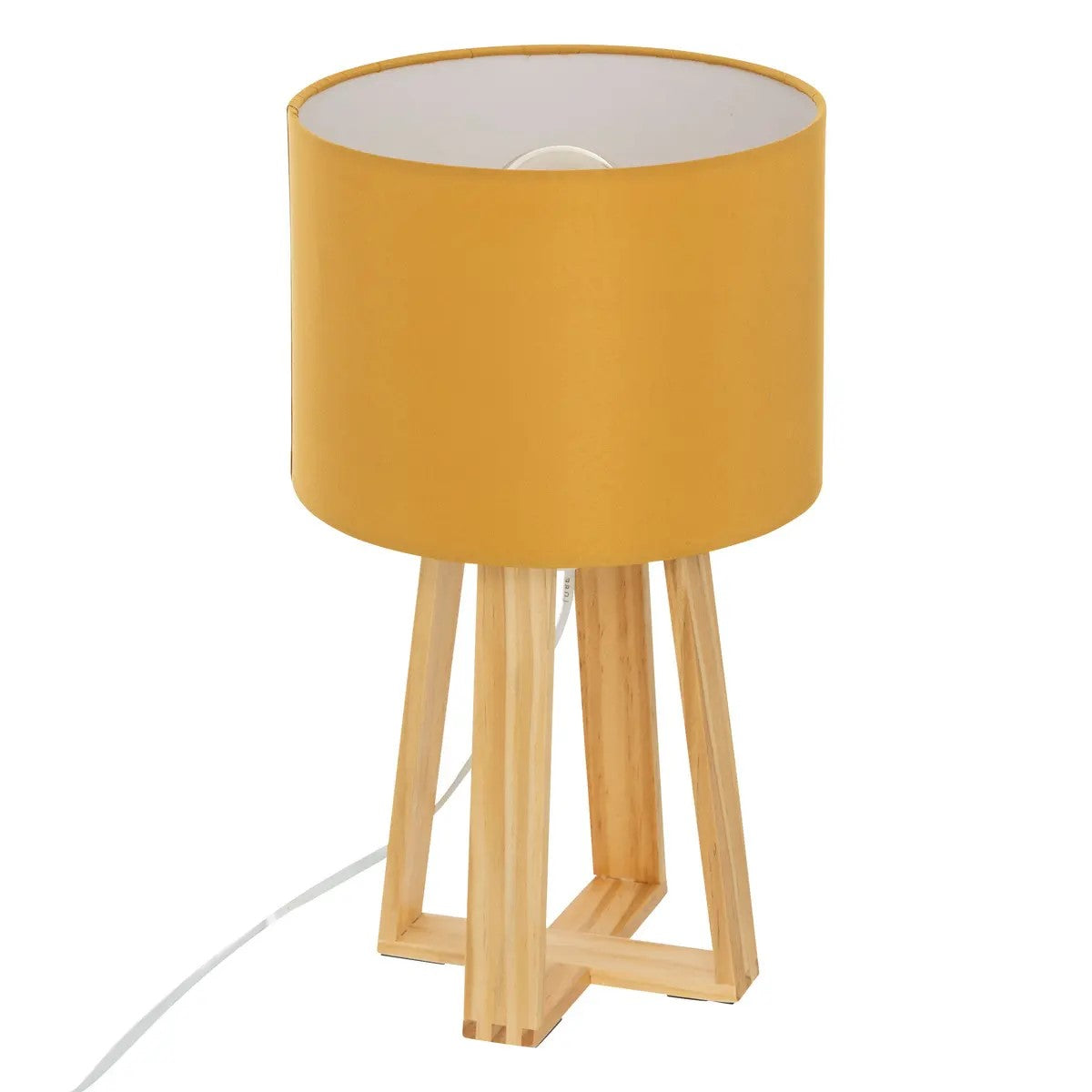 Lampara Decorativa De Mesa (Mostaza) Con Patas De Madera