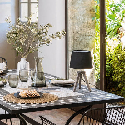 Lámpara De Mesa (Negro) Patas De Madera