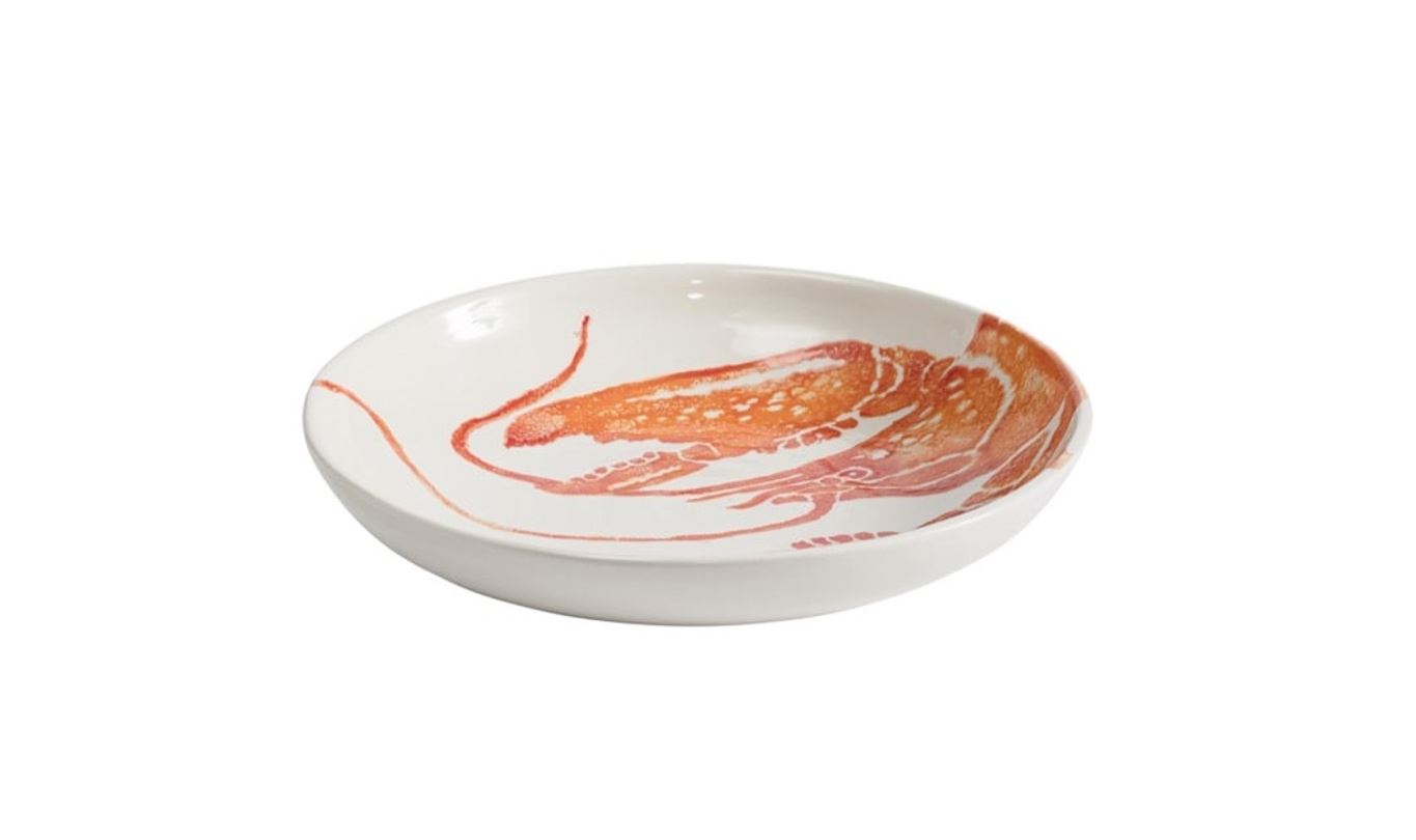 Plato Sopero Redondo (Langosta Naranja) De Cerámica