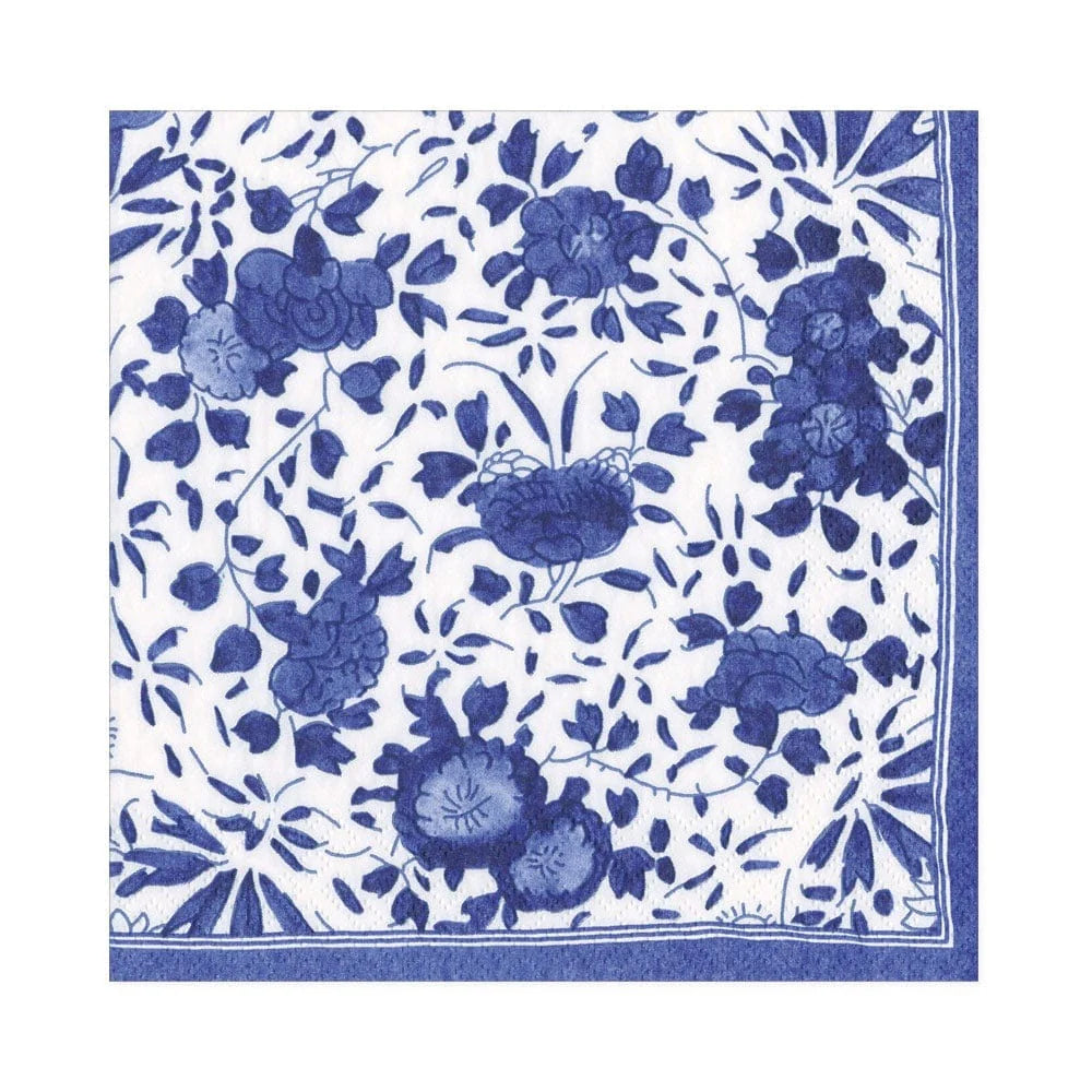 Set De 20 Servilletas (Diseño Flores Azules) De Papel