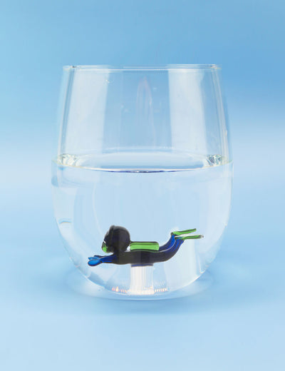 Vaso Redondo (Scuba Diving) 600 Mltrs (Hecho A Mano) De Vidrio