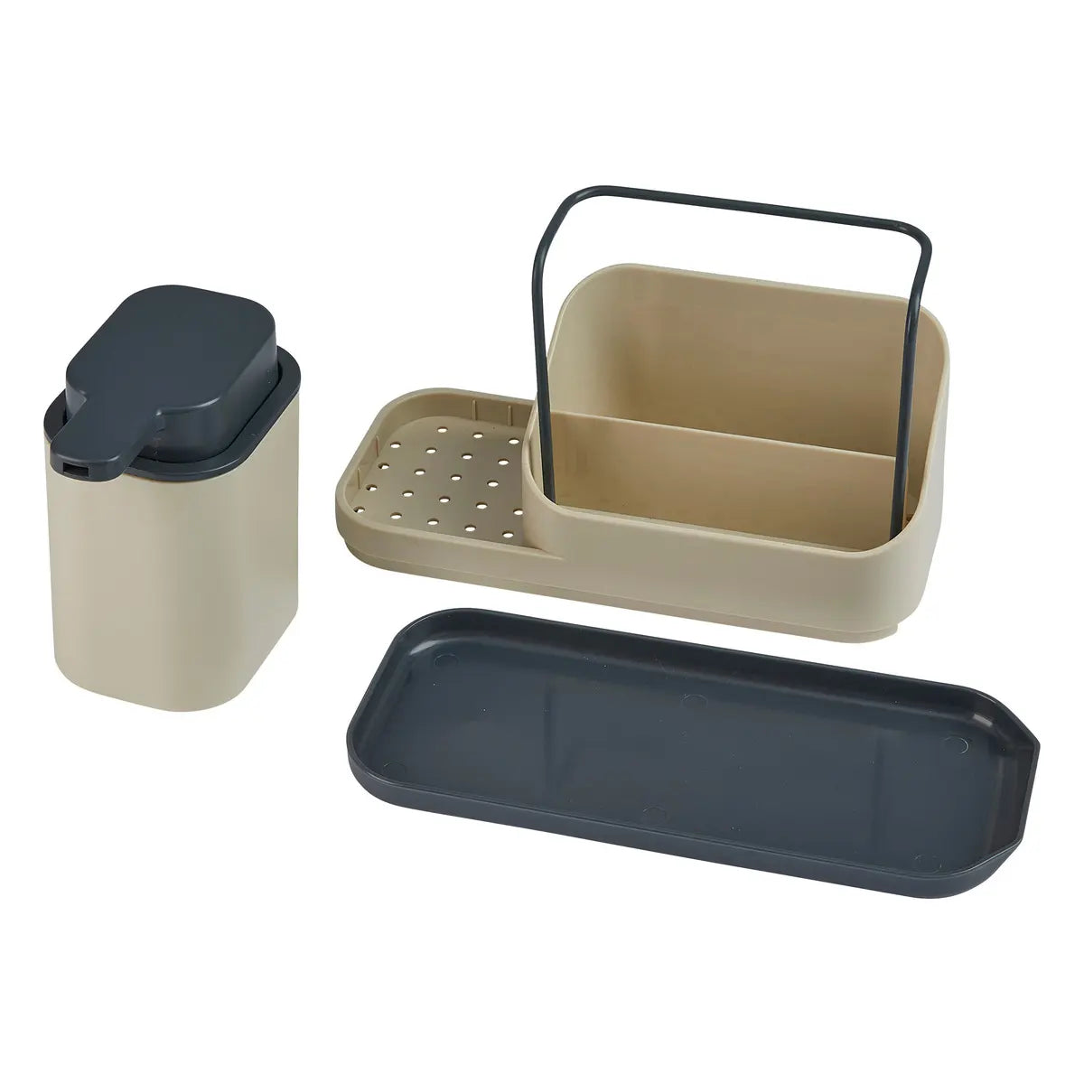 Organizador (Beige) Para Fregadero Con Dispensador Detergente De Plástico