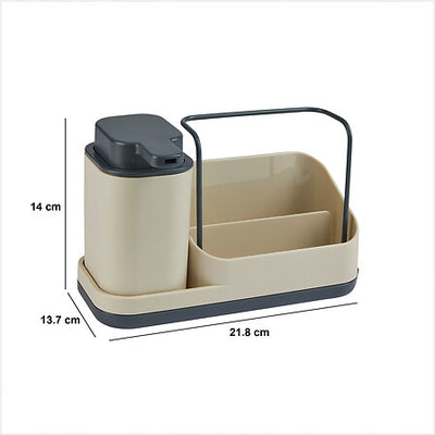 Organizador (Beige) Para Fregadero Con Dispensador Detergente De Plástico