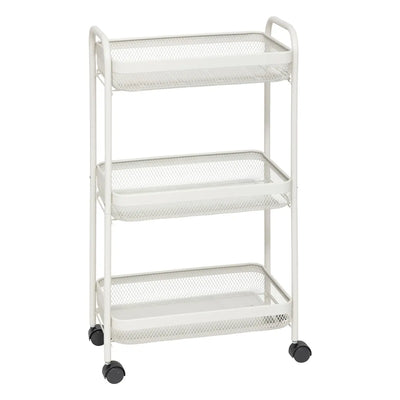 Carrito Organizador de Cocina Con Rueditas Y 3 Bandejas (Beige) De Metal