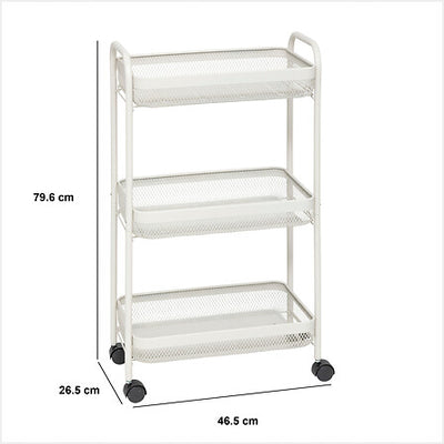 Carrito Organizador de Cocina Con Rueditas Y 3 Bandejas (Beige) De Metal