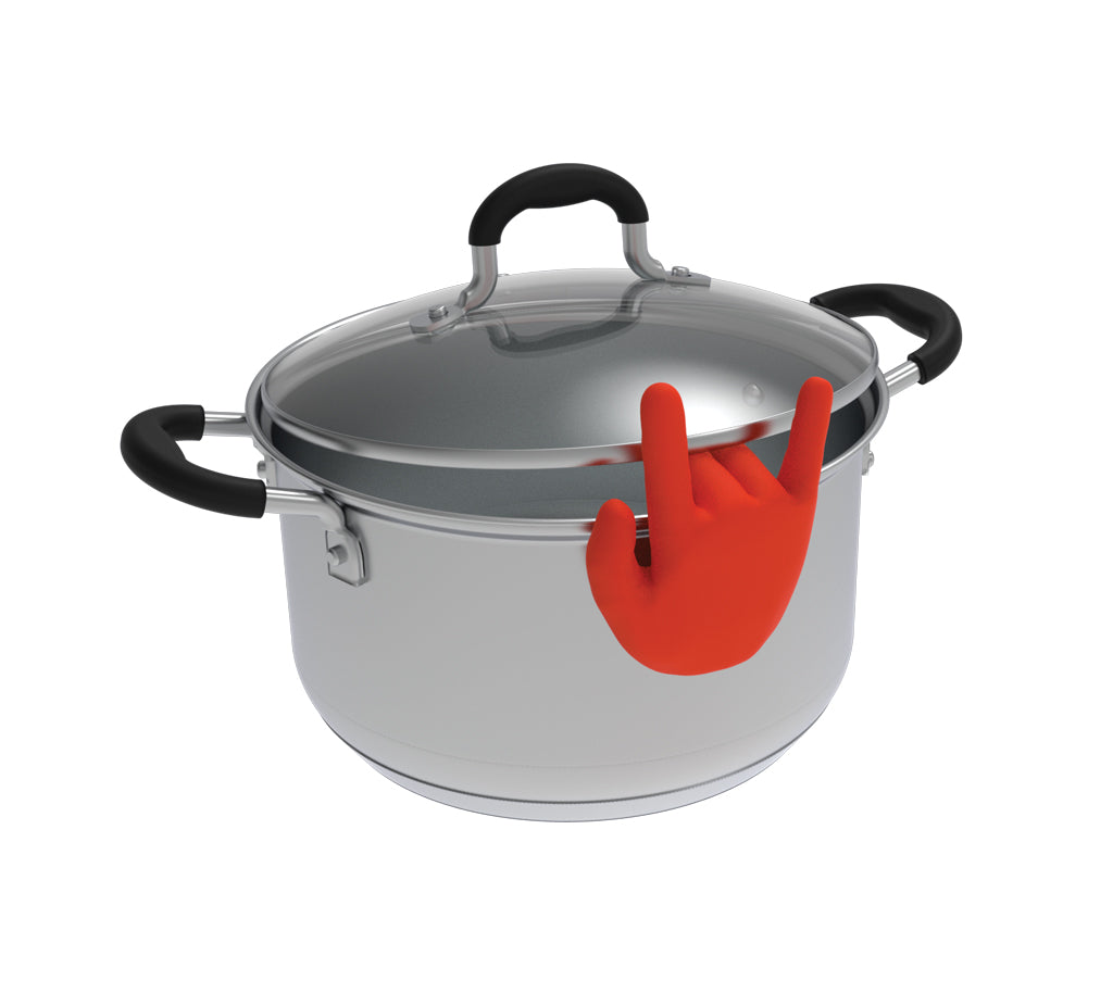 Reposa Cuchara, Soporte Para Tapas Modelo Guante (Rojo) De Silicona